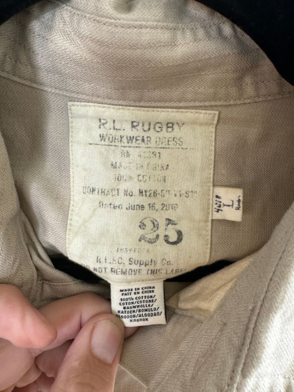 R.L. Rugby Womens Beige Lightweight Cotton Workwear Button-Down Dress Belt Large - Picture 4 of 6